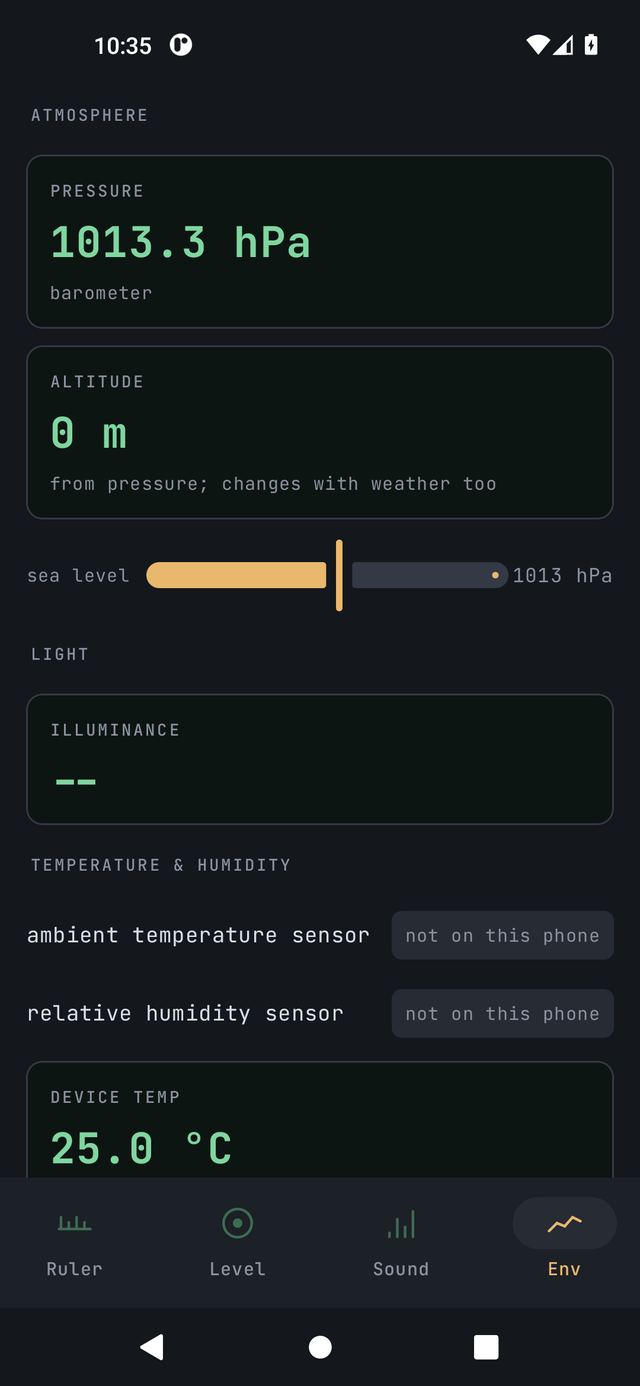 MWM Measures: the camera ruler tab with a measurement line over the live camera preview